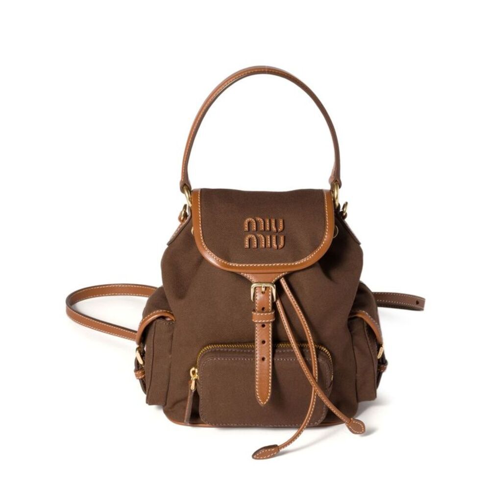 Miu Miu Women Canvas And Leather Medium Backpack